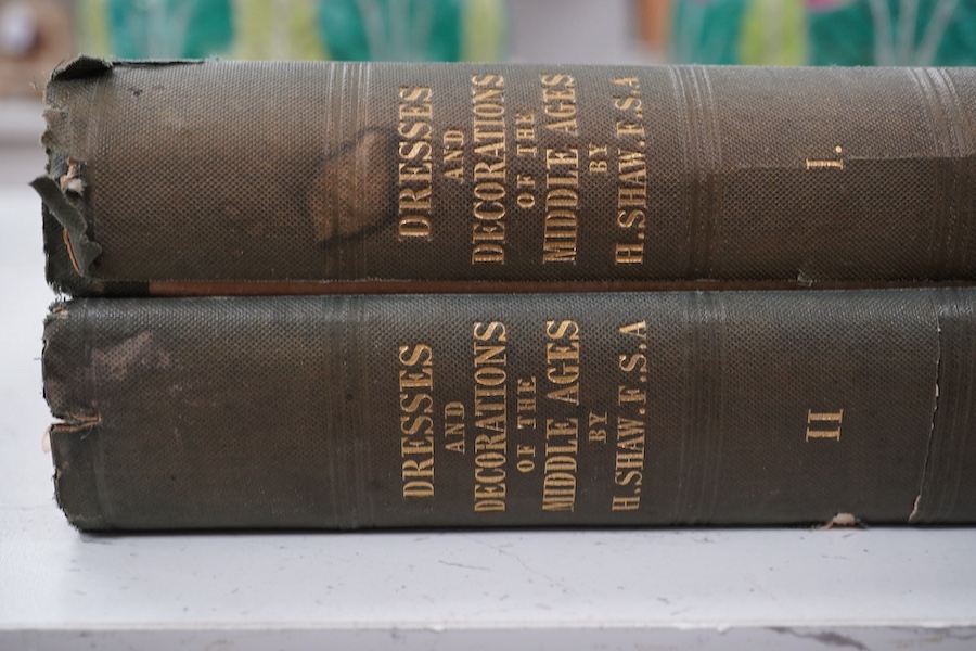 Shaw, Henry - Dresses and Decorations of the Middle Ages. 2 vols. decorated titles (in red and black). numerous coloured and tinted plates and text illus., some coloured and decorated initials/borders; orig. blind decora